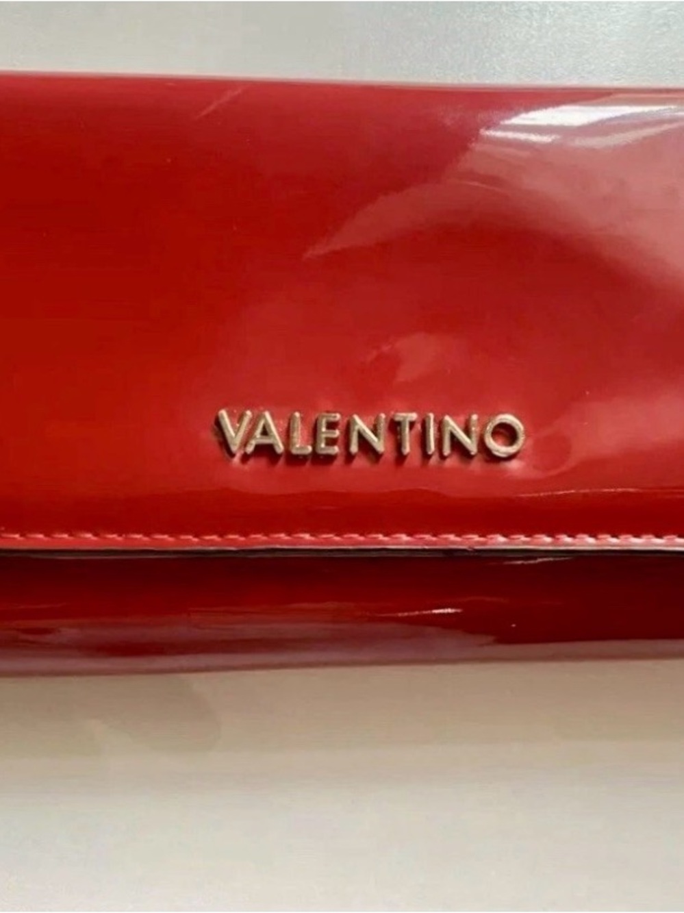Valentino Red Patent Leather Wallet with Gold Logo